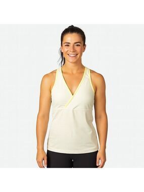 Lululemon White Yellow Polka Dot Yoga Tank Racerback Size 6 Athleisure Studio